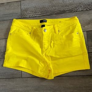 Yellow denim shorts